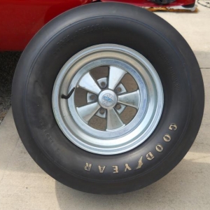 12" X 16" Goodyear Blue Streak slicks on 16"Cragars 5 X 5" Olds lug pattern