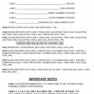 2014 LIONS Drag Race Schedule