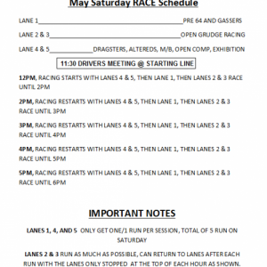 2014 Fresno Dragways Schedule