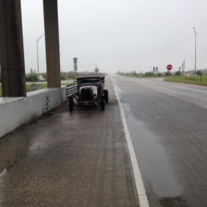 Returning from the Lone Star Roundup, waiting on the rain to pass